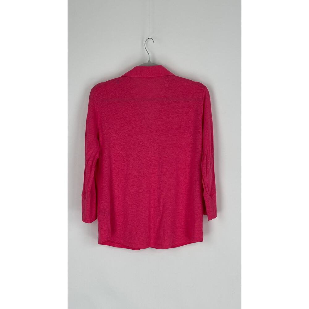 J McLaughlin Linen Blend Brynn 3/4 Sleeve Shirt Pink Womens Size Medium Top - Picture 8 of 14